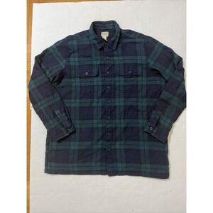 LL Bean Flannel Shirt Mens XXL-Tall Blue Green Plaid Fleece Lined Jacket Shacket